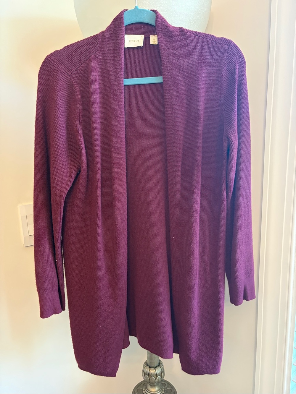 Cyrus Women's Open-Front Cardigan in Deep Plum